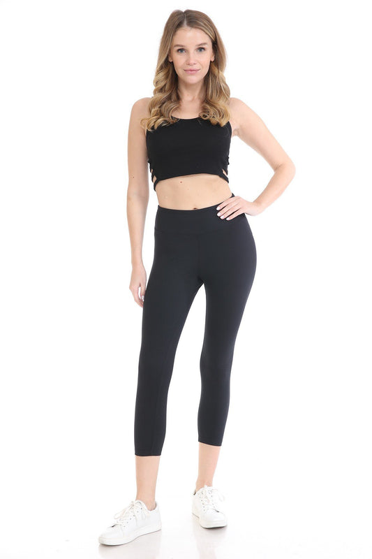 Solid Black Capri Leggings